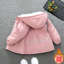 女童连帽派克服棉服外套2025新款秋冬季洋气宝宝冬装男童加绒棉衣
