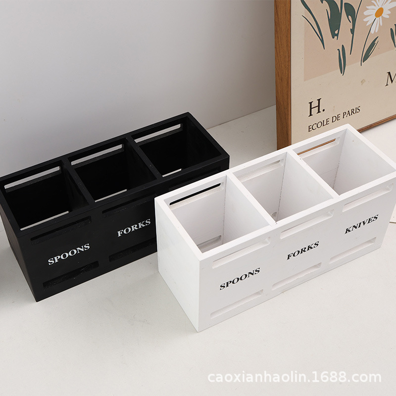 Customized Tableware Wooden Box Wooden Storage Kitchen Tableware Classification Storage Box Home Dining Table Tableware Wooden Box