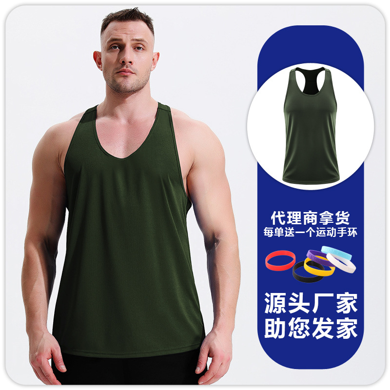 Hombres fitness ocio rápido secado respirado chaleco I entrenamiento muscular carrera profesional de maratón ropa de musculación image 11