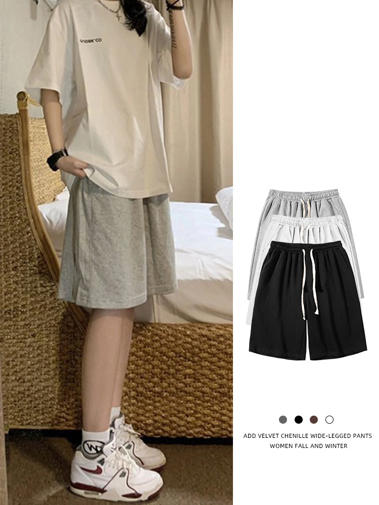 Light Blue Patterned Casual Shorts, Unisex, New Style, Loose Fit, High Street Style, Lazy Style, Breathable Thin Pants for Outdoor Wear
