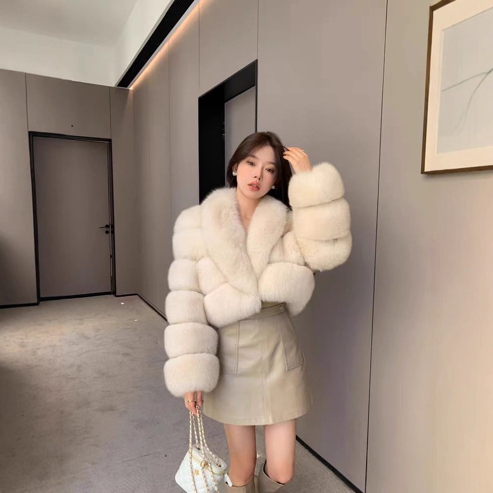 2025冬季新款环保狐狸毛皮草女小个子百搭显瘦短外套时髦保暖上衣