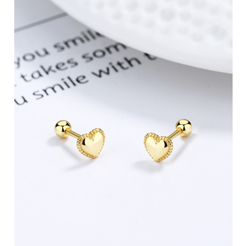 2g Weight 925 Sterling Silver Ear Needle Material 1 Pair 925 Sterling Silver 925 Sterling Silver Earrings Heart Shape Screw Backs Small Stud Earrings