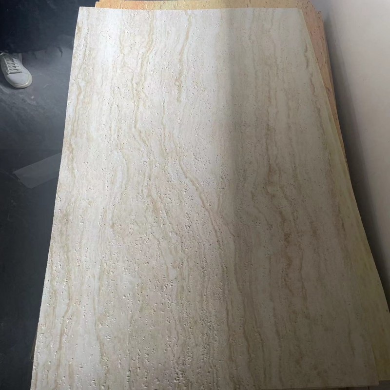 Tire de porcelana suave piedra flexible ultrafina 3D travertino romano ladrillo de pared exterior piedra flexible travertino amarillo tablero grande piedra PU