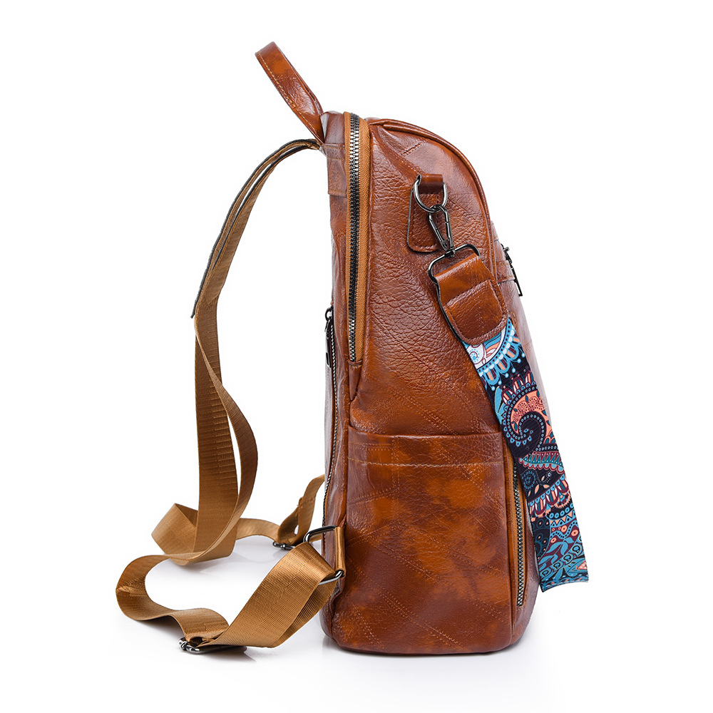 Mochila de cuero suave para mujer retro casual de nuevo estilo transfronterizo, mochila de hombro de gran capacidad simple y versátil al por mayor