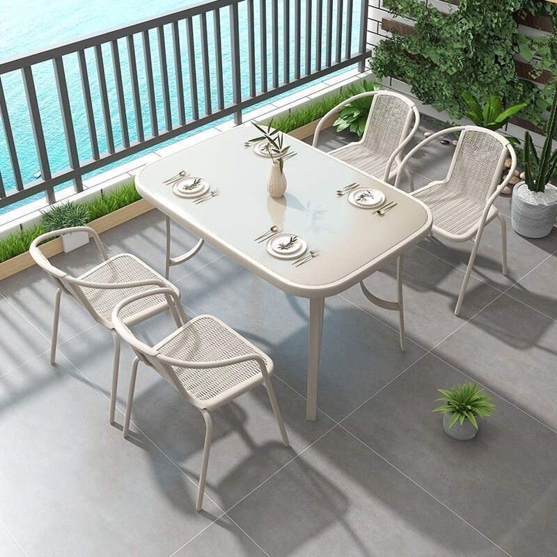 Outdoor Table and Chair Set for Open-Air Courtyard, Outdoor Balcony Dining Chairs and Tables, Milk Tea Shop Leisure Area Setup, Outdoor Wrought Iron Tables Outdoor Table and Chair Set for Open-Air Courtyard, Outdoor Balcony Dining Chairs and Tables, Milk Tea Shop Leisure Area Setup, Outdoor Wrought Iron Tables
