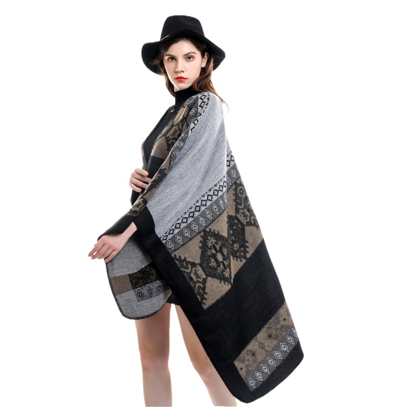 【Dunhuang Feitian】Artículo de moda de las transmisiones en vivo de Douyin, chal versátil, nuevo chal grande de imitación de cachemira con estampado colorido.