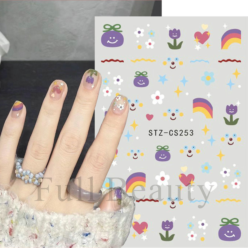 新しいネイルシール夏3d小清新アニメドーパミン愛花バックゴム爪貼り卸売りnail|undefined