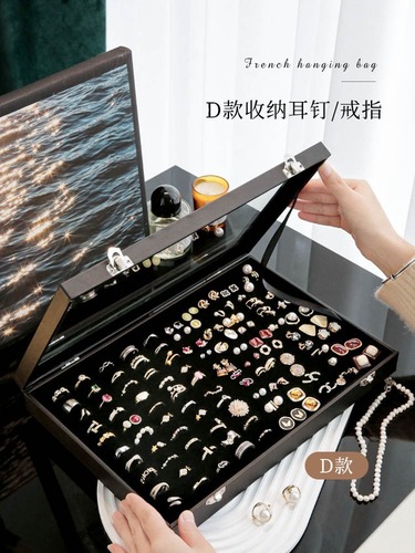 High-end transparent glass earrings, earrings, necklaces, jewelry boxes, earrings, rings, watches, velvet fine jewelry storage boxes
