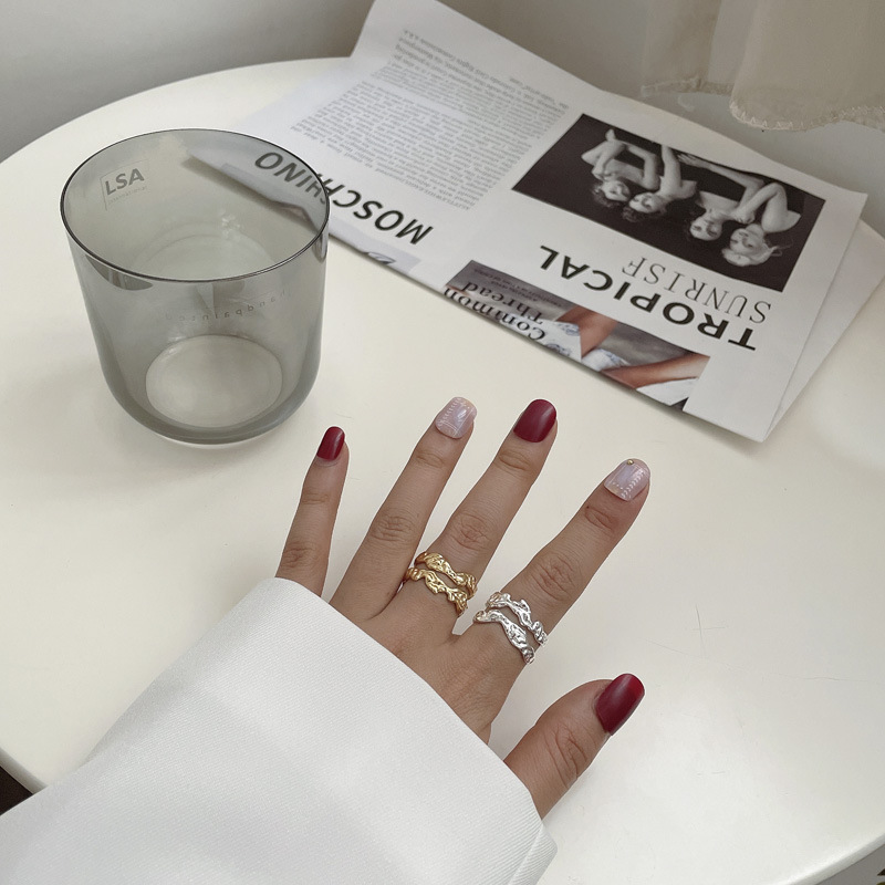 Korean simple personality retro double line S925 silver ring wholesale