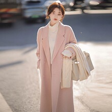 美拉德中长款毛呢外套女小个子名媛气质学生秋冬加绒加厚呢子大衣
