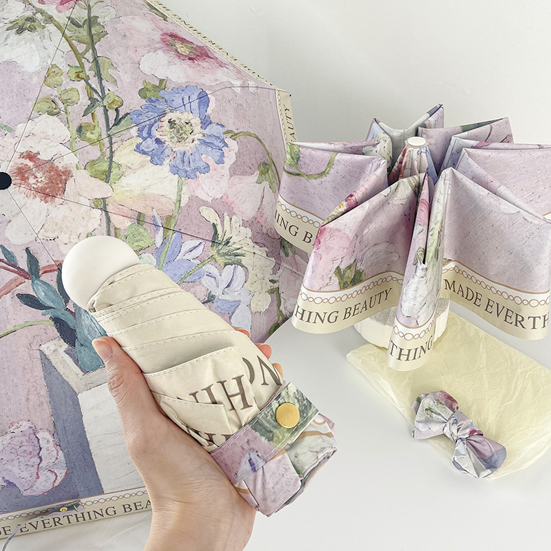 小清新晴雨两用女折叠伞自动防晒防紫外线遮阳伞便携迷你黑胶雨伞