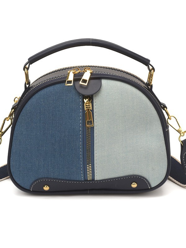 Bolso de mano de nicho coreano para mujeres 2026 comercio exterior nuevo denim empalme de color alto sentido versátil mochila