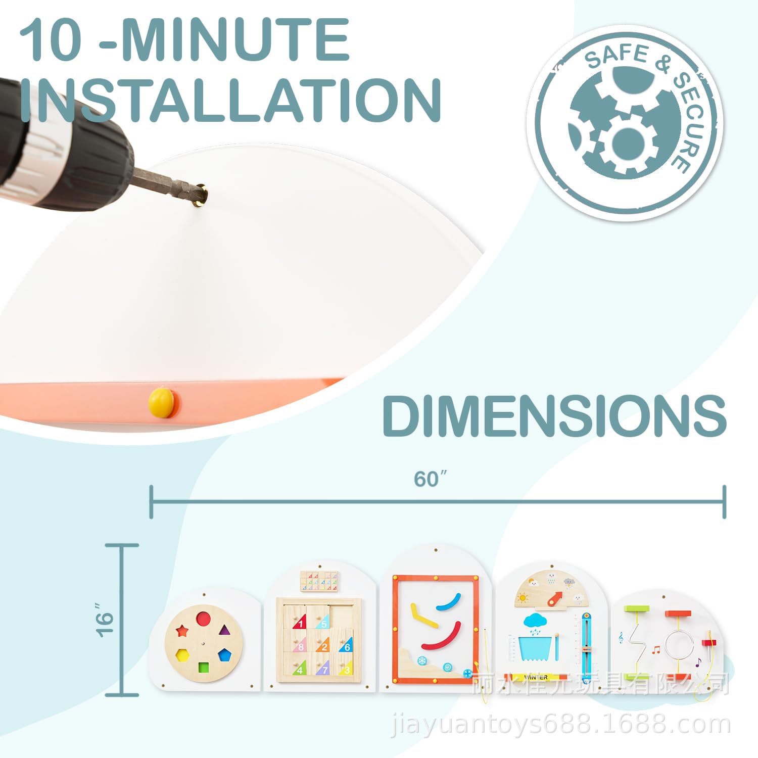 Monläurd Montessori Busy Board Sensorik Board Holzspielzeug Wandspielzeug für Jungen und Mädchen ab 6 Monaten
