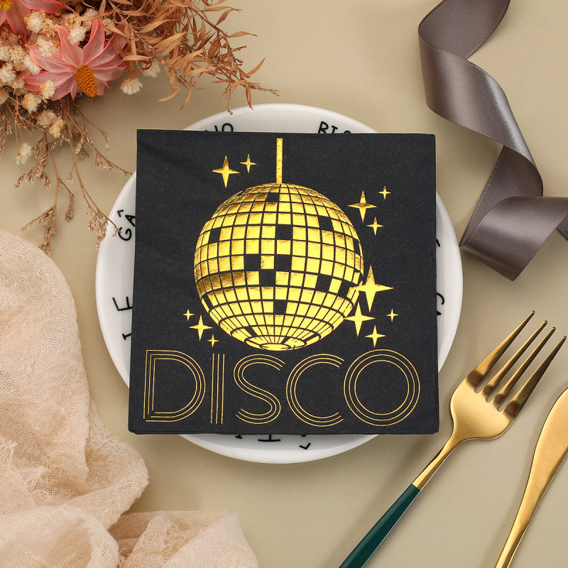 Cross-Border Black Gold Napkin Disposable Square Paper Holiday Party Theme High-End Hotel Restaurant Decorative Napkin Cross-Border Black Gold Napkin Disposable Square Paper Holiday Party Theme High-End Hotel Restaurant Decorative Napkin