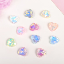 新款尖底摩卡桃心水晶玻璃钻美甲饰品 diy马卡龙色穿戴甲装饰品