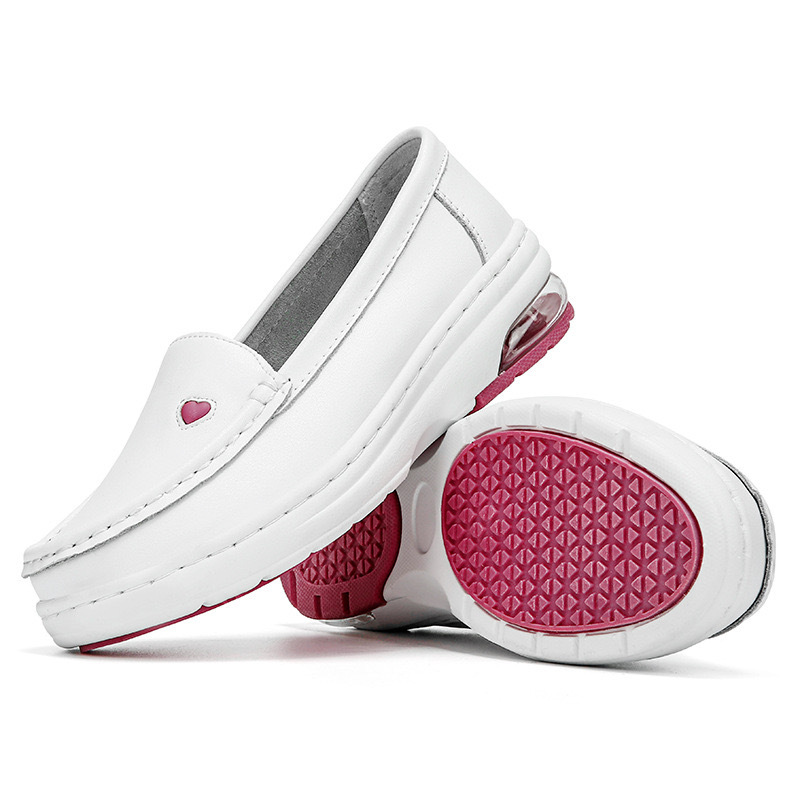 Zapatos de enfermera de piel de vaca, suela suave de cuero, pies transpirables, no cansados, hospital, clínica, salón de belleza, zapatos de trabajo, zapatos de mujer de primavera en stock