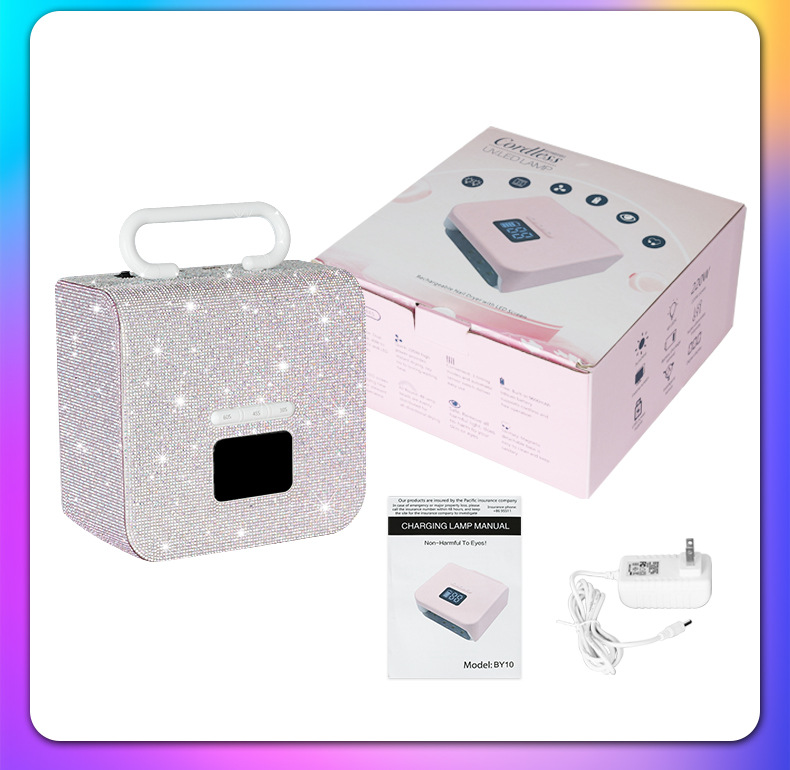 Cross-border new BY10 diamond-studded nail art phototherapy machine 220W high-power quick-drying nail gel curing lamp
