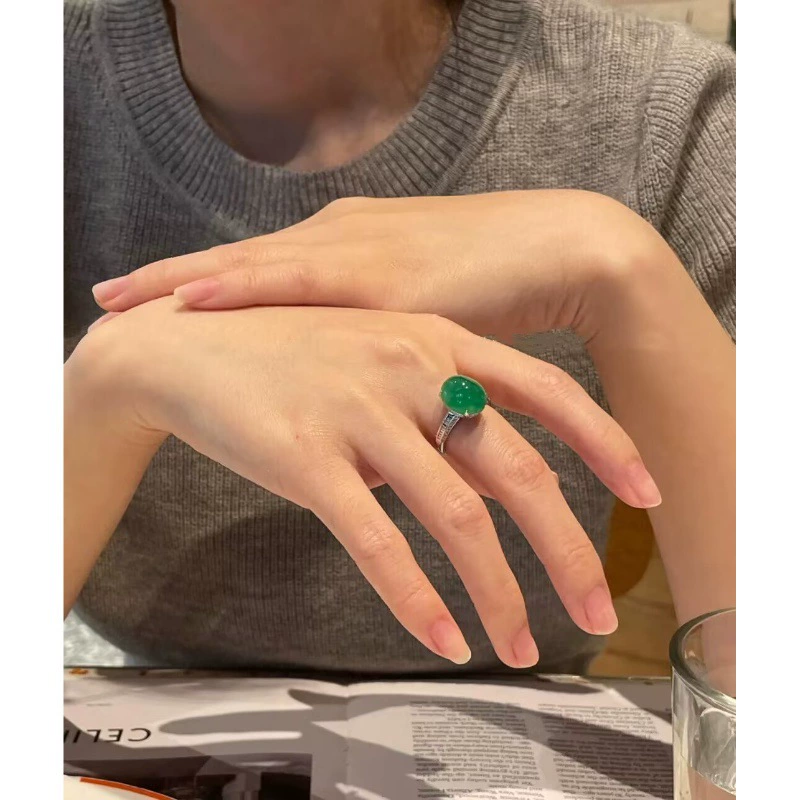 Ледяные виды Zhengyang зеленая яичная лапша изумрудное кольцо 18K золотое инкрустированное бирманское натуральное