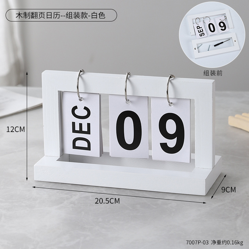 Madera Flip calendario escritorio creativo personalizado escritorio calendario hogar escritorio calendario joyería simple decoración decorativa de la tabla