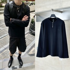 正确版本天花板品质25SS潮牌新款CH风格梵文亨利领华夫格卫衣帅气
