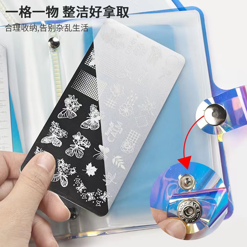 Nuevo libro de acero transfronterizo de manicuras 20 folleto transparente de manicuras simple de gran capacidad de almacenamiento esmerilado