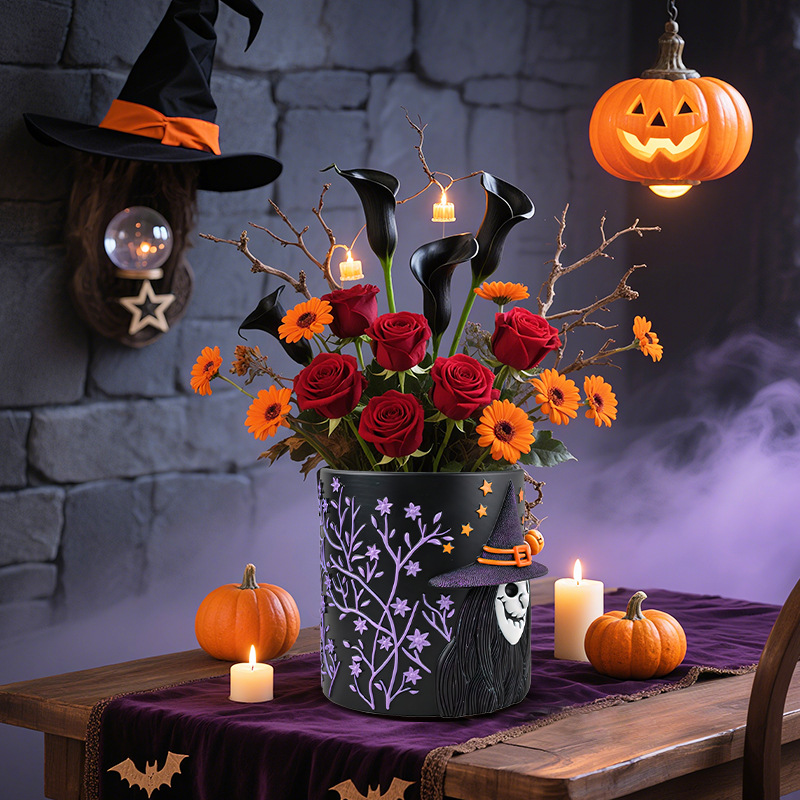  Supply Halloween Witch Resin Flower Pot Creative Home Desktop Courtyard Potted Plant Planting Container Ornaments