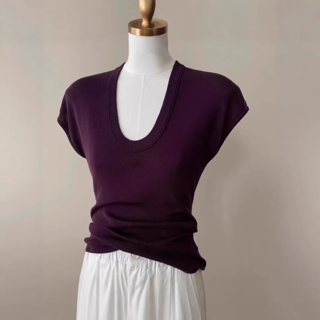 Áo thun nữ cổ tròn tay ngắn chất liệu Tencel ôm nhẹ form chuẩn — đen chi tiết 2
