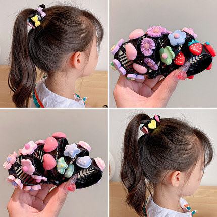 Baby cartoon fruit ponytail clip beautiful little girl cute ball head lazy artifact fixed hairpin hairpin