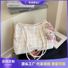跨境大学生上课简约休闲单肩腋下包包女2025夏季新款大容量托特包