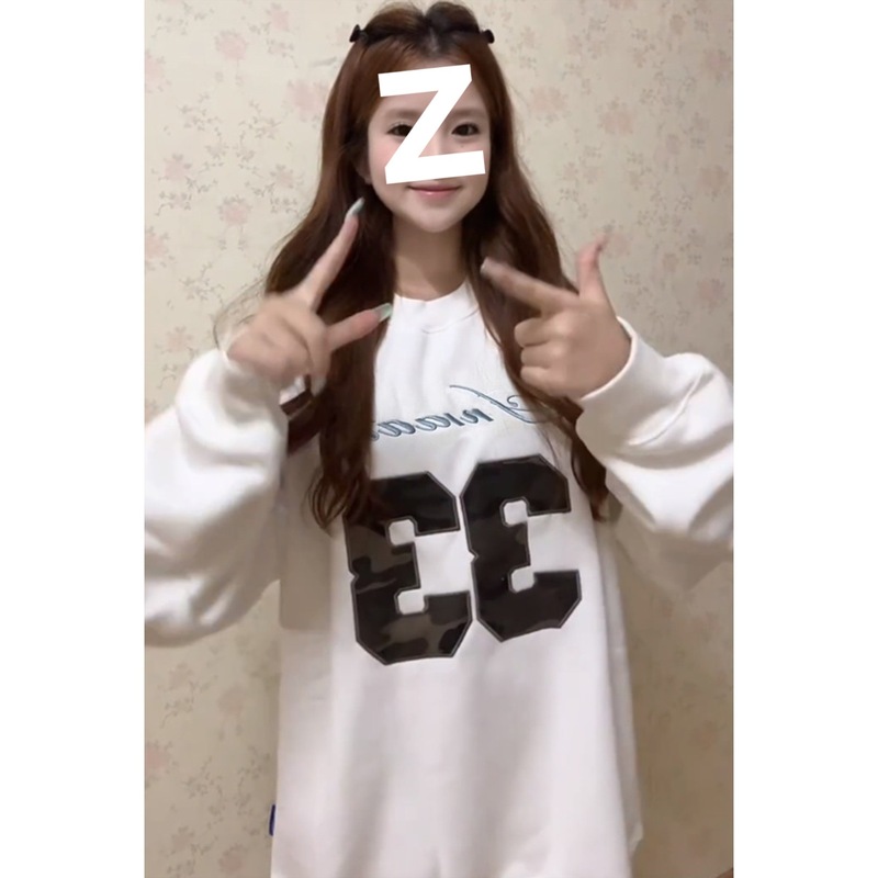 港风chic白色字母套头卫衣女春秋宽松显瘦松弛感休闲百搭气质外套|undefined