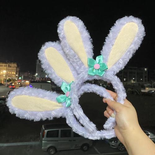 Rabbit Ears Star Dew Hairband Glowing Flashing Light Bow Korean Hairband Korean Style Girls Face Washing Headband