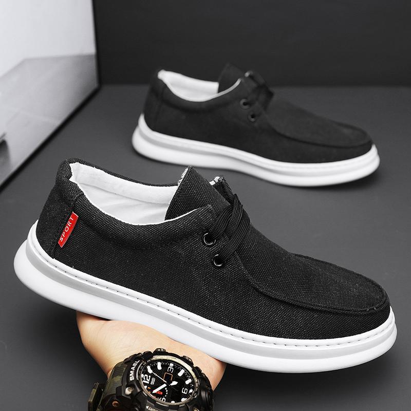 跨境2023夏季新款男鞋透气牛津布工作鞋懒汉风软底上线帆布鞋上班