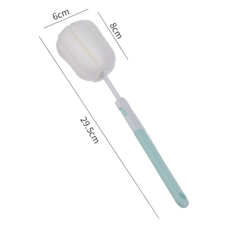 Brush for Cleaning Baby Bottles, Long-Handled Thermos Cup Cleaning Brush, Milk Frother Cleaning Brush, Household Sponge Brush with Brush Head, Replacement Head