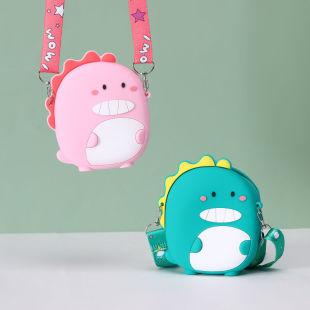 Cross-Border Spot Japanese Cartoon Anime Cute Dinosaur Silicone Bag Portable Cross-Body Shoulder Bag Girls Coin Purse