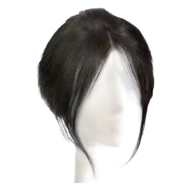 Wig Female Head Replacement Hair Piece Middle Parted Eight-Character Bangs Cover White Fluffy Hair Volume Repair Dragon Beard Bangs Wig Piece Trendy