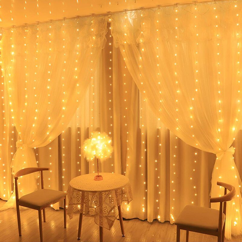 USB Remote Control Eight-Function Led Copper Wire Curtain Lights 3* 3m Room Decoration Fairy Lights Dimmable for Home Use