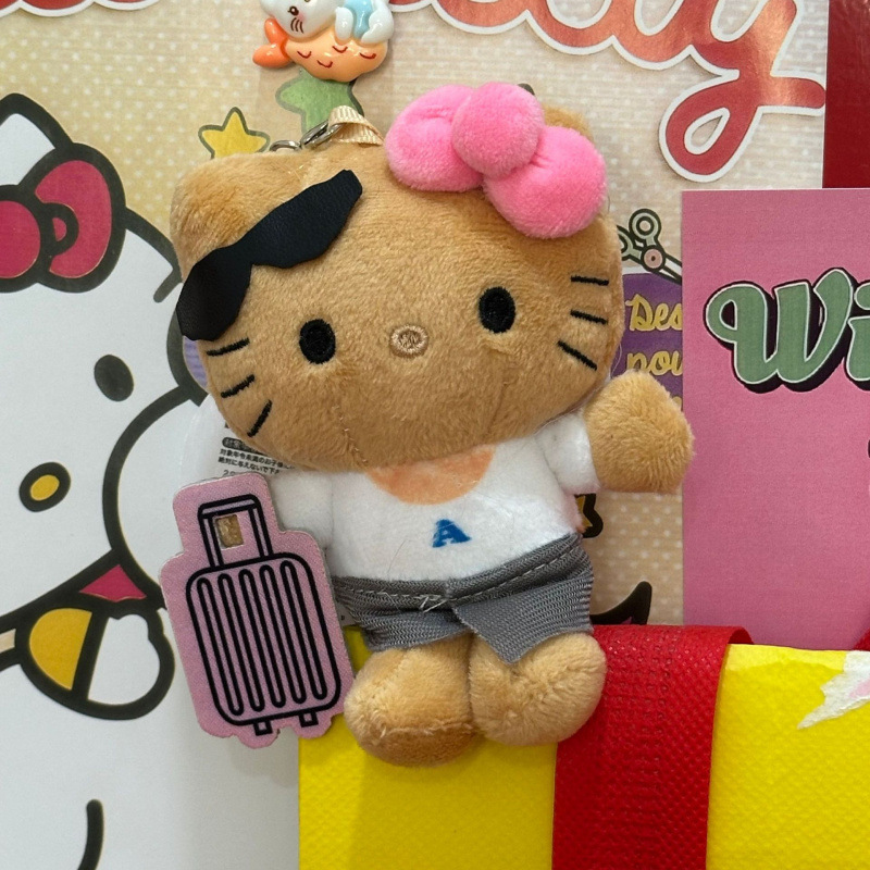 黑色草帽kitty帽宝宝挂件爱心扣公仔玩偶可爱赫本风挂饰钥匙扣|undefined