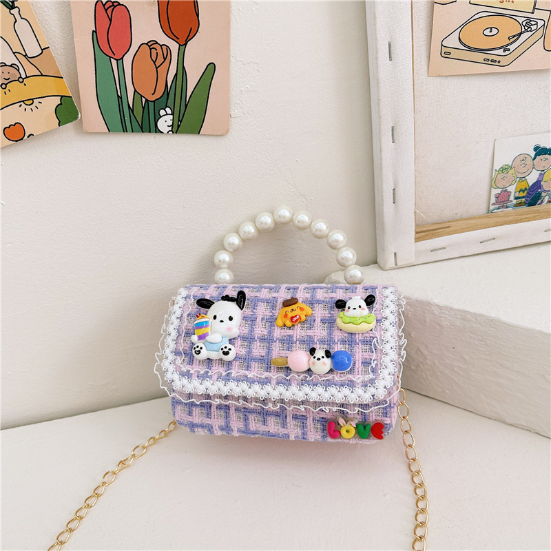 Moda Chanel estilo del todo-fósforo de los niños bolsa de moda de las mujeres de la Tela Escocesa pequeña bolsa cuadrada simple de dibujos animados bebé accesorios bolso bolsa