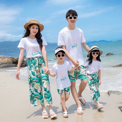 Beach Family Matching Set Summer  New Arrival Trios and Quads Full Family Outfit Mother and Daughter, Mother and Son Travel and Vacation Suitset