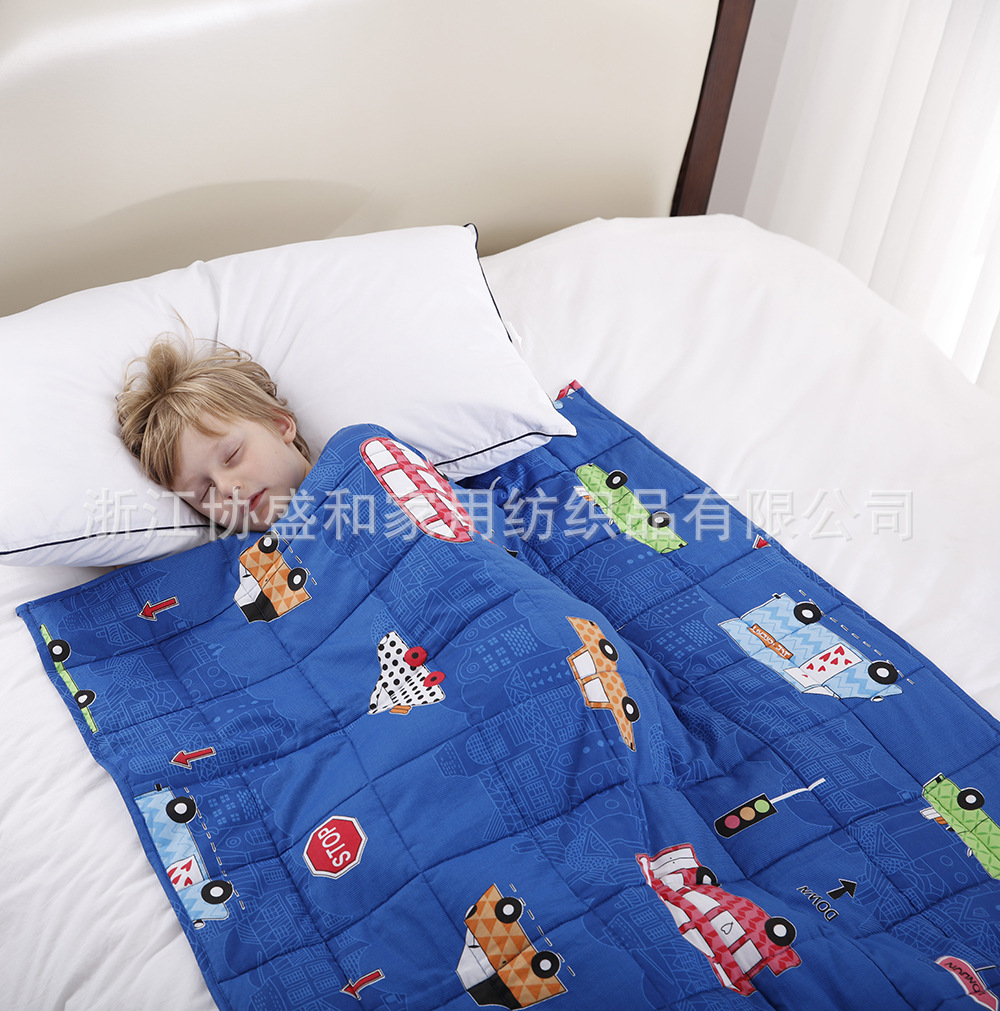 Suministro directo de fábrica edredón de gravedad impresión de algodón manta de gravedad cuentas de vidrio suave para niños weighted blanket