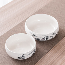 白瓷茶洗缸家用陶瓷大号圆形洗茶碗水盂杯洗笔洗茶缸功夫茶具配件