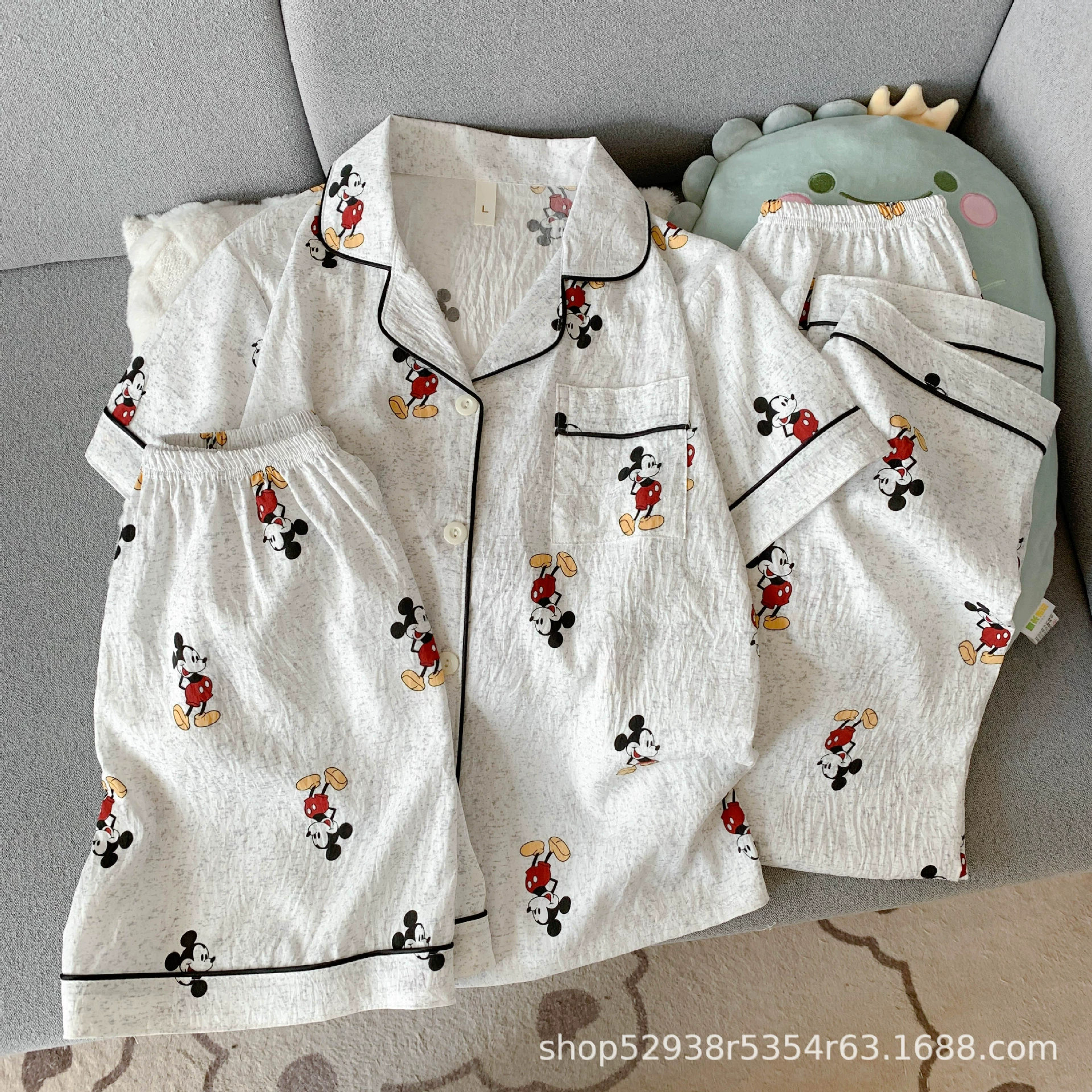 Облако хлопчатобумажная пижама из трех частей женская летняя новая милая мультяшная шорты с короткими рукавами брюки сладкая свободная домашняя одежда