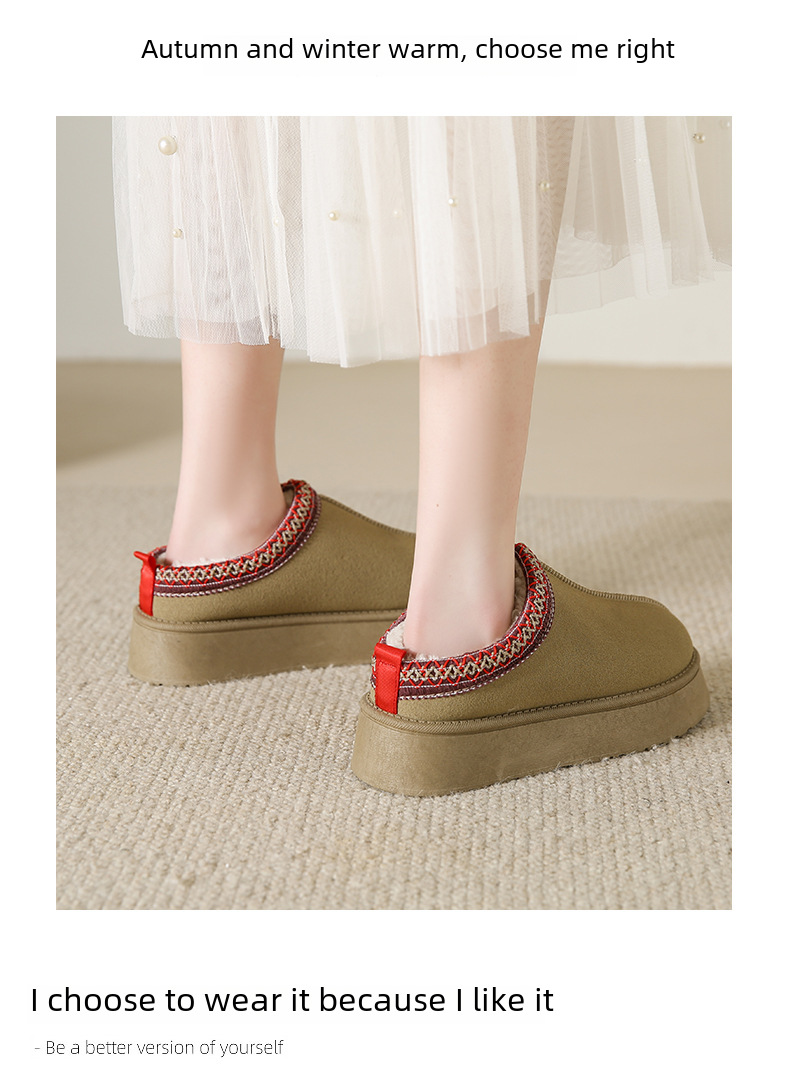 Winter new cashmere warm thick bottom heelless Baotuo hair half slipper cotton shoes_voghion.com