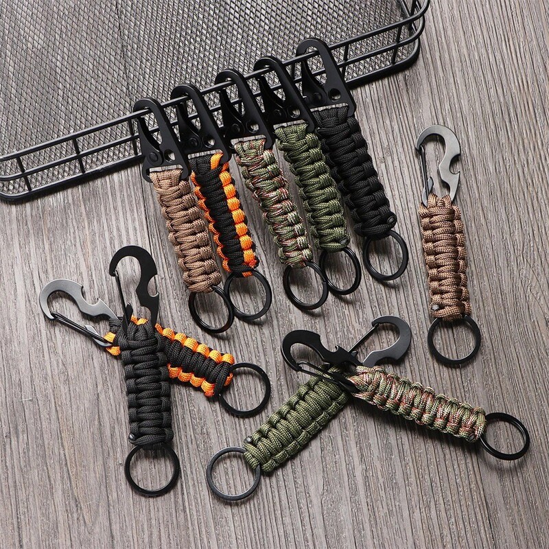 Outdoor mountaineering umbrella rope beetle umbrella rope hand-woven keychain emergency carabiner Eagle mouth buckle keychain