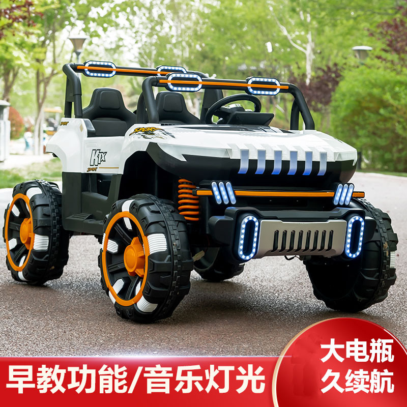 Coche eléctrico para niños de cuatro ruedas coche todoterreno coche de juguete de control remoto puede sentarse niños masculinos y femeninos 1-10 años cochecito de bebé