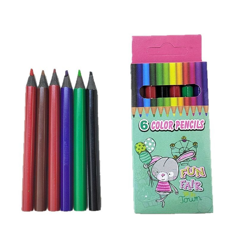 Juego de lápices de colores 12 colores 6 colores niños estudiantes pintura color plomo al por mayor caja de dibujos animados graffiti lápiz