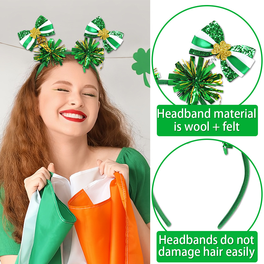 Día de Irlanda, gorra de trébol, gorra verde, tocado de cabeza, fiesta de San Patricio, bandeja de cabeza de rayas de colores.