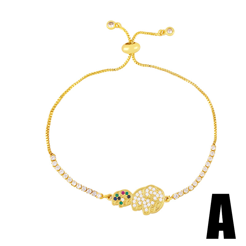 Elephant bracelet European and American fashion personality micro-inlaid color zircon butterfly adju