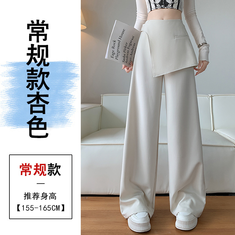 假两件设计感西装阔腿裤女秋季新款屁帘高腰遮胯显瘦休闲直筒裤子|undefined
