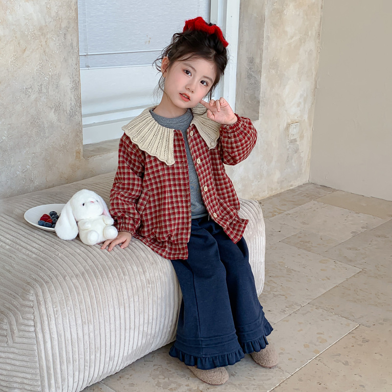 Girls' spring and autumn outfit 2026 new stylish plaid three-piece set for baby girls, children's casual pants for autumn Girls' spring and autumn outfit 2026 new stylish plaid three-piece set for baby girls, children's casual pants for autumn